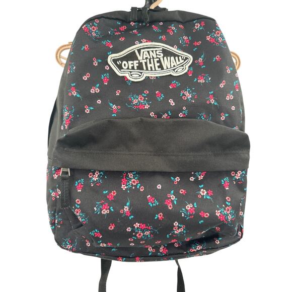 Vans Floral print backpack black  17inX12X5 - Picture 1 of 12
